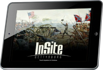 iPad shown Insite Gettysburg app